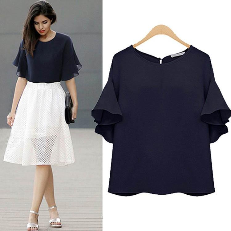 チュニック シャツブラウス シフォンブラウス シフォンチュニック フレア袖 シンプル 無地 レディース トップス キレイめ おしゃれ シンプル 20代 30代 40代