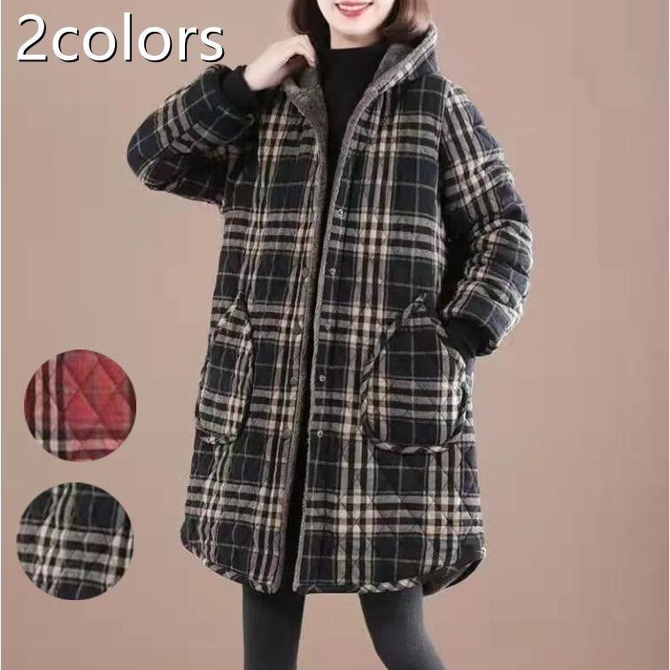 コート 中綿コート レディース チェック柄 アウター フード付き 中綿ロングコート ダウンロングコート 上着 ダウンジャケット ロング丈 軽量 防寒 暖かい お洒落 大きいサイズ 細見え ロング 軽量 おしゃれ キレイめ 40代 50代 30代