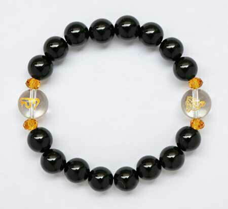 【ネコポス】【送料無料】お守りパワーストーン 空海ブレスレット 彫刻水晶2個 M/L ブレスレット パワーストーン 開運 パワーストーンブレスレット 高野山 弘...