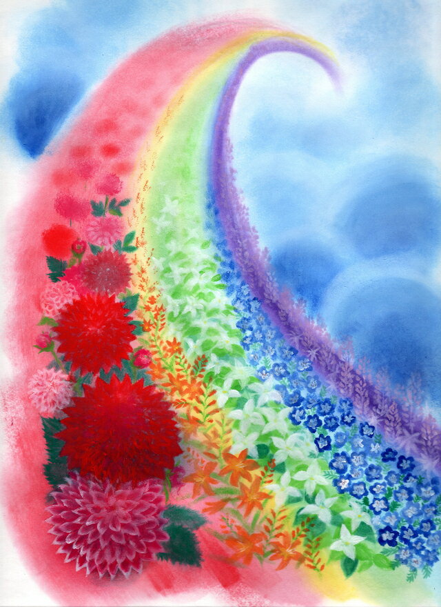 西なつめ しあわせ夢絵 虹の上 開運アート 開運 夢絵 日本画 絵画 開運インテリア 夢 絵 守護 幸運 福運 お守り スピリチュアルグッズ 事務所開き お祝い...