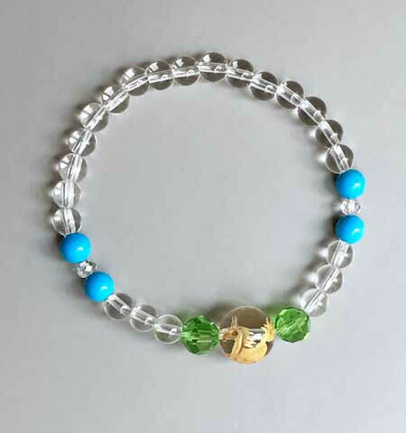 【ネコポス】【送料無料】水晶パワー 黄金の左馬 開運・縁起ブレスレット M/L ブレスレット パワースト..