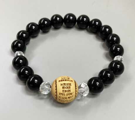 【ネコポス】【送料無料】精緻な柘植彫刻 天津祝詞 オニキスブレスレット M/L パワーストーンアクセサリー パワーストーン 天然石 開運 柘植 彫刻 菱紋 神道 言葉 祝詞 ブレスレット オニキス お守り 守護 魔除け 邪気祓い 厄除け 悪縁 断ち切り 良縁 出会い 夫婦の幸福