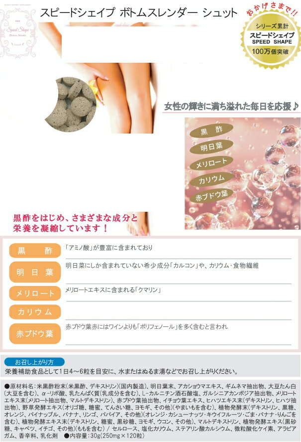 【ネコポス】【送料無料】スピードシェイプ ボトムスレンダー シュット 120粒×2個...