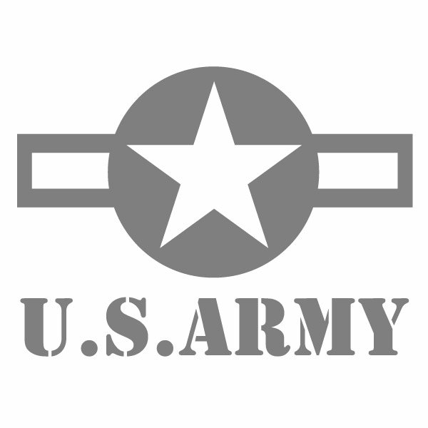 U.S. ARMY 046g 低認識型 グレー色（米軍モチーフ） カッティングステッカー ミニサイズ 3枚組 幅約10cm×高約7.3cm ハンドメイド ミリタリーデカール