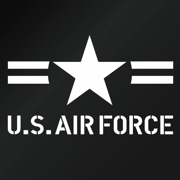 ハートドロップのU.S. AIR FORCE ver.062 ステンシル カッティングステッカー 1枚入り 幅約12cm×高約7.2cm｜アングル2