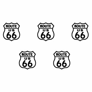 樂天商城 - 5枚組 カッティングステッカー アメリカ ルート66（ROUTE 66）極小サイズ 幅約3.2cm×高約3.5cm R66 ハンドメイドデカール