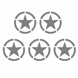 樂天商城 - U.S. ARMY 098g ワンスター腐食調グレー（米軍モチーフ） 極小サイズ カッティングステッカー 5枚組 幅約5.1cm×高約5.1cm ハンドメイド デカール アメリカ軍 米軍スター