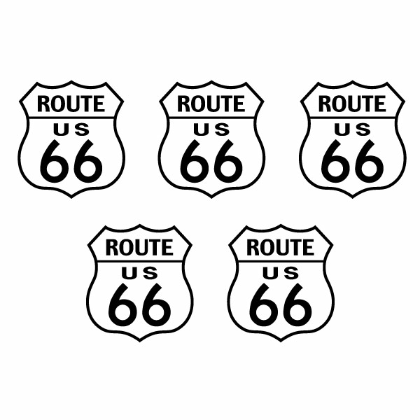 樂天商城 - 5枚組 カッティングステッカー アメリカ ルート66（Route 66）ミニサイズ 幅約5cm×高約5.5cm ハンドメイド 国道66号線 R66 道路標識 ステッカー アメリカン