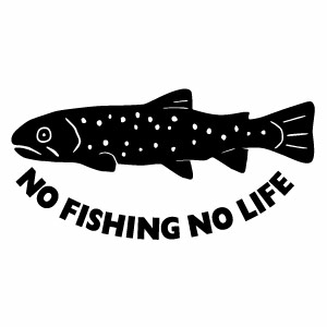 樂天商城 - NO FISHING NO LIFE 046 イワナモチーフ カッティングステッカー ミニサイズ 3枚組 幅約12cm×高約5.9cm ノーフィッシングノーライフ岩魚釣りステッカー