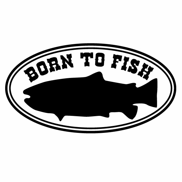Born to fish（ボーントゥフィッシュ） Ver.04 カッティングステッカー 2枚組 幅約17cm×高約9cm ハンドメイド マス モチーフ 釣り ステッカー