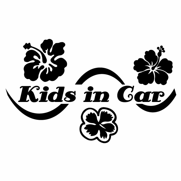 樂天商城 - 2枚組 Kids In Car Ver.123（子供が乗っています）ハイビスカスT カッティングステッカー 幅約16.5cm×高約10cm ハンドメイド キッズインカー ウインドウステッカー