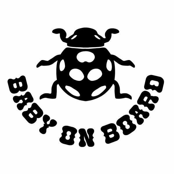 2枚組 BABY ON BOARD 301（赤ちゃんが乗っています） テントウ虫モチーフ カッティングステッカー 幅約16.5cm×高約12.6cm ベビーインカーステッカー