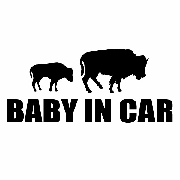 BABY IN CAR Ver.194（赤ちゃんが乗っています）アメリカバイソン カッティングステッカー 1枚入り 幅約18cm×高約8cm ハンドメイド ベビーインカー アメリカンバッファロー