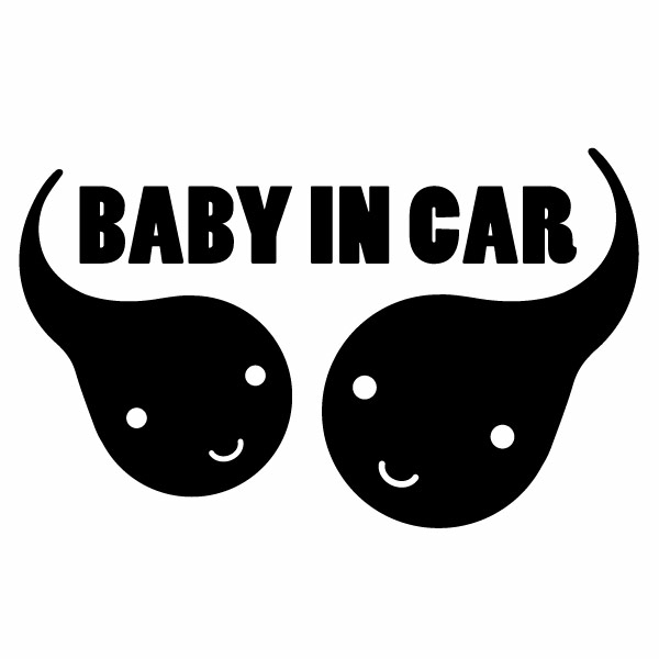 樂天商城 - B2枚組 ABY IN CAR Ver.0232（赤ちゃんが乗ってます）OTM おたまじゃくしモチーフ カッティングステッカー 幅約18cm×高約11cm ハンドメイド ベビーインカー ステッカー