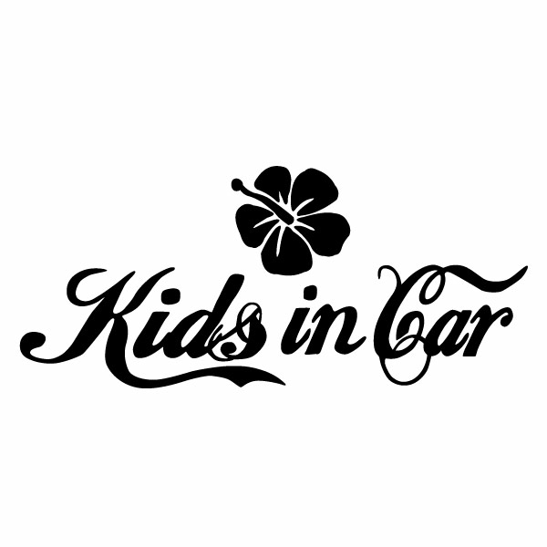 2枚組 Kids in Car Ver.106（子供が乗っています）ハイビスカス カッティングステッカー 幅約21cm×高約9.2cm ハンドメイド キッズインカー ウインドウステッカー