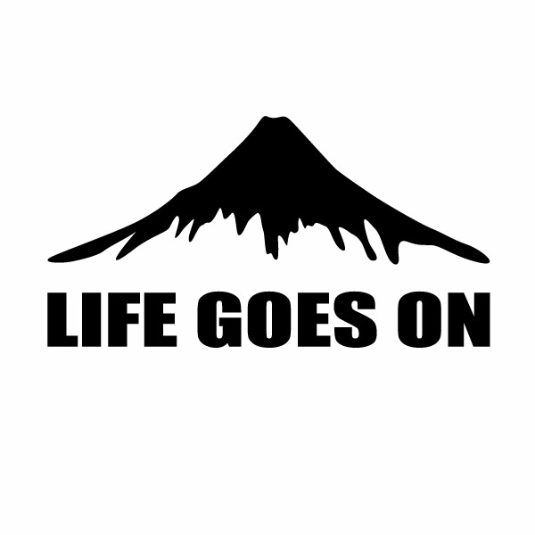 樂天商城 - カッティングステッカー LIFE GOES ON 富士山モチーフ 03（人生は続く）大判Lサイズ 2枚組 幅約27cm×高約14.1cm ハンドメイド デカール