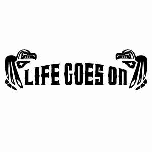 樂天商城 - カッティングステッカー LIFE GOES ON 雷神鳥モチーフ 055（人生は続く）2枚組 幅約21cm×高約6cm ハンドメイド デカール