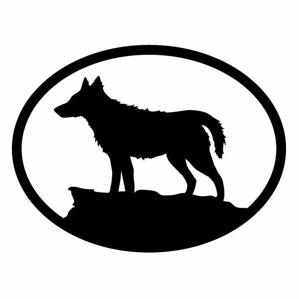 樂天商城 - カッティングステッカー WOLF OC ver.28（オーバル）2枚組 幅約16.5cm×高約12.5cm ハンドメイド デカール ウルフ