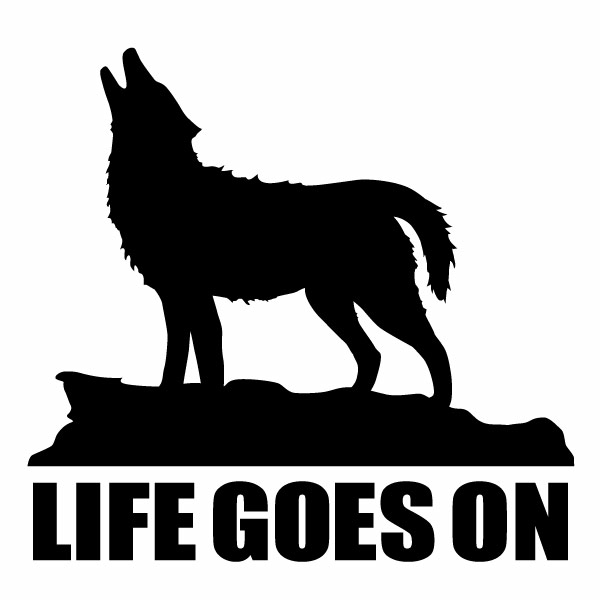 カッティングステッカー LIFE GOES ON ハウリング ver.33（人生は続く）大判Lサイズ 2枚組 幅約27cm×高約25.5cm デカール ウルフ Wolf 狼 ステッカー アウトドア