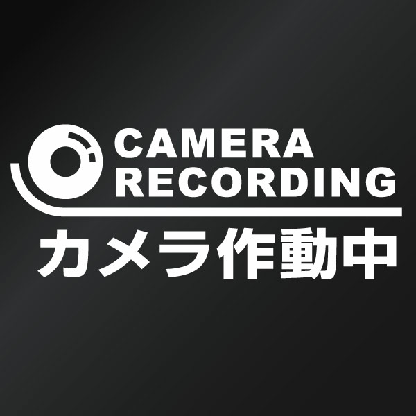 CAMERA RECORDING カメラ作動中 カッティングステッカー 2枚組 幅約16cm×高約6.3cm...