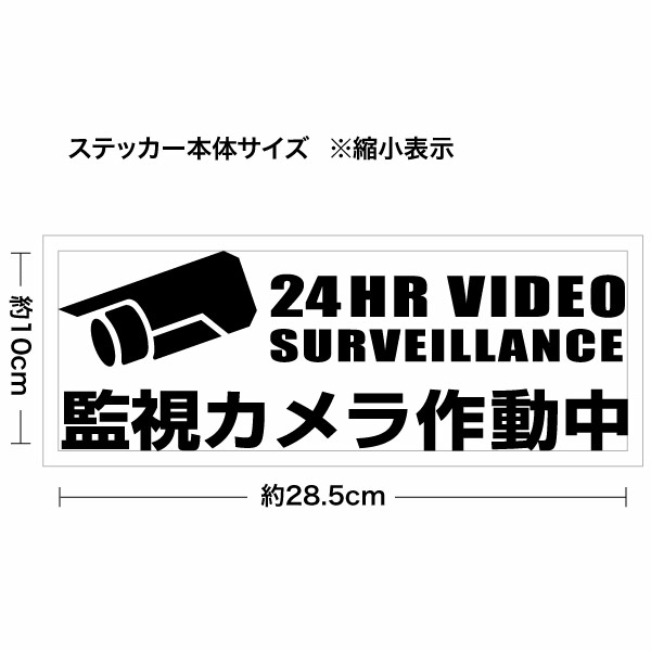 監視カメラ作動中 カッティングステッカー 大判Lサイズ 2枚組 幅約28.5cm×高約10cm...