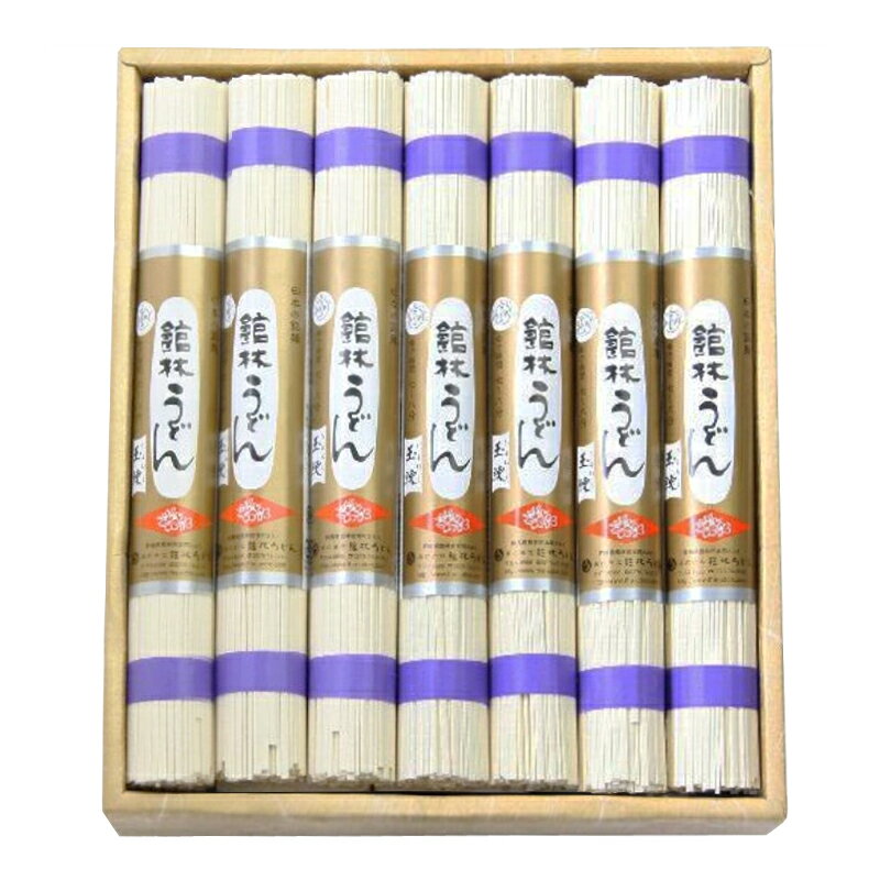 【ご注意】 ※発送につきましては、商品入荷次第（通常5営業日以内）に発送いたします。やむを得ない事情でそれ以上お時間がかかる場合にはメールにてご連絡いたしますので、当店からのメールは必ずご確認くださいますようお願いいたします。 ※こちらの商品は「館林うどん」の包装紙でラッピング済みです。他の包装紙でのお包み直しはお受けできませんのでご了承くださいませ。 利根川・渡良瀬川がもたらす豊富な水が小麦栽培に適した肥沃な大地を生み、長い日照時間とからっ風による乾燥した気候から、館林は良質な小麦の産地となりました。江戸時代には「饂飩粉(小麦粉)」は館林藩の特産として将軍家へ献上されていたとの記録が残っているほど。「館林うどん」はその館林の地にて創業七十余年、伝統的な製法を守りながら、絶品うどんを作り続けています。 透明感のある茹であがり、ノド越しの良さとコシの強さ。夏はざるうどんや冷汁うどんで、冬は釜揚げうどんや鍋焼きうどんで、一年中お楽しみいただけます。お中元、お歳暮、ご贈答品としてぜひご利用ください。 ●うどん(150g×7本)