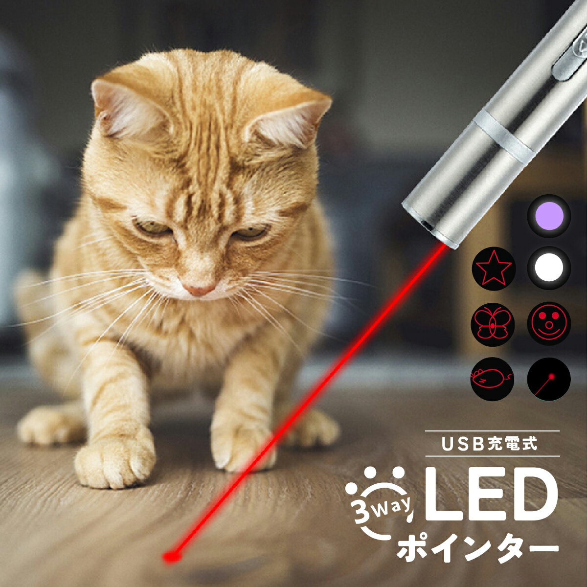 【送料無料】猫 おもちゃ LED ポイン