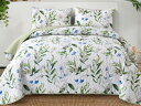 【キング】 Anibedding Botanical キルト3点セット (セージグリーン) 228×264cm 薄手掛け布団1枚&枕カバー2 寝具