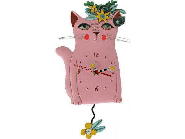 Allen Designs AEfUC@sN̔L̐Uqv@Pretty Kitty Pink Floral Cat ClockMichelle AllenfUC