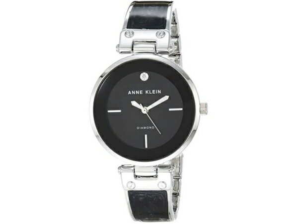 Anne Klein アンクライン バングルウォッチ (ブラック/シルバー) ダイヤモンド付き文字盤 ブレスレット型レディース腕時計