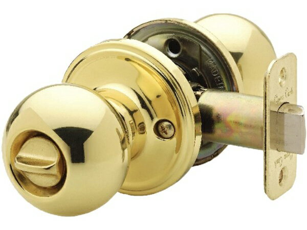 Copper Creek　ドア・ノブ　Polished Brass Ball Knob　（ロック式）　取っ手交換用ノブ・艶のある真鍮..