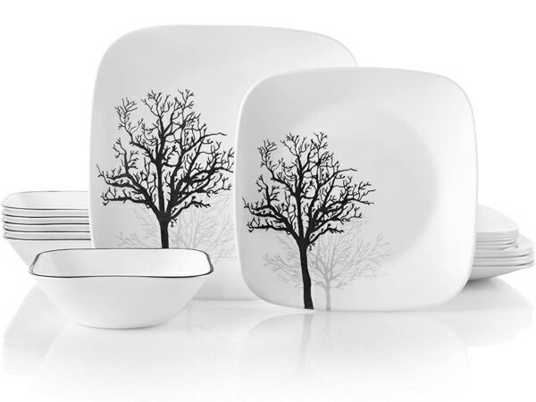 Corelle コレール　ディナーウェアー18点セット　Timber Shadows　四角いお皿