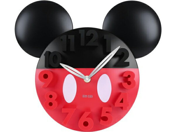 Disney ディズニー ミッキー・マウス 3D掛け時計 赤/黒 Mickey Mouse