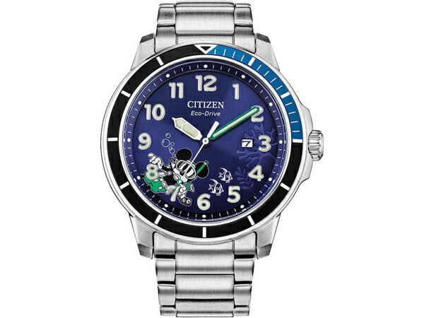 Citizen Eco-Drive 100m防水 ミッキーのスキューバ 男性用腕時計 (ブルー) シチズンvsディズニー・コラボ海外限定逆輸入モデル Disney