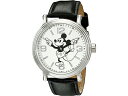 Disney ディズニー　ミッキー・マウス腕時計　（シルバー）　フラットブラック・レザーバンド　Adult Vintage
