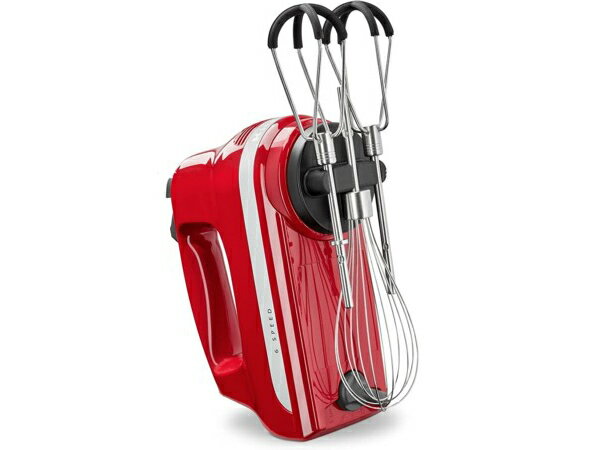 【2年保証】　KitchenAid キッチンエイド　6段階スピード切替ハンドミキサー　(赤）　フレックスエッジ・ビーター付き