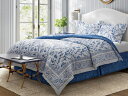 【クイーン】 Laura Ashley ローラ アシュレイ Charlotte 掛け布団セット (ブルー) 223×233cm 布団1枚&ベッドスカート1枚&枕...