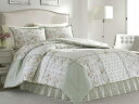 【クイーン】 Laura Ashley ローラ アシュレイ Harper 掛け布団セット (セージ) 223×233cm 布団1枚&ベッドスカート1枚&枕カバー...