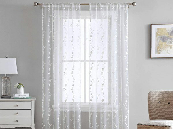 【幅137×丈244cm 2枚】 Laura Ashley ローラ アシュレイ Melody Vine レースカーテン 2枚セット (アイボリー) 54×96i...