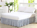 Laura Ashley Ticking Stripe Blue Ruffled Bed Skirt