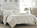 【キング】 Laura Ashley ローラ アシュレイ Amberley Biscuit ベッドカバー・セット (アンバリー・ベージュ) 243×264cm ベッドスプレッド1枚&枕カバー2枚 寝具(3)