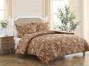 【キング】 Laura Ashley ローラ アシュレイ Bloomsbury 掛け布団セット (ブラウン) 274×243cm 布団1枚&枕カバー2枚 寝具(3)