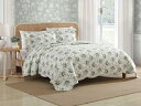 【クイーン】 Laura Ashley ローラ アシュレイ Portland キルト・セット (グリーン) 228×228cm 薄手掛け布団1枚&枕カバー2枚 ...