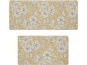 Laura Ashley ローラ アシュレイ Iris Floral 抗疲労キッチン・マット 121×44cm & 78×44cm 2枚セット (タウニーイエロ...