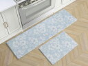 Laura Ashley ローラ アシュレイ Iris Floral 抗疲労キッチン・マット 152×44cm & 78×44cm 2枚セット (ライトブルー)...