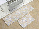 Laura Ashley ローラ アシュレイ Iris Floral 抗疲労キッチン・マット 152×44cm & 78×44cm 2枚セット (タウニーイエロ...
