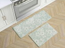 Laura Ashley ローラ アシュレイ Iris Floral 抗疲労キッチン・マット 121×44cm & 78×44cm 2枚セット (セージグリーン...