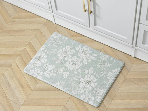 Laura Ashley ローラ アシュレイ　Iris Floral 抗疲労キッチン・マット　81×44cm　（セージグリーン）..
