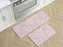 Laura Ashley ローラ アシュレイ Iris Floral 抗疲労キッチン・マット 121×44cm & 78×44cm 2枚セット (ソフトピンク)...