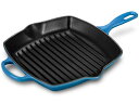 Le Creuset ル・クルーゼ  スクエア・スキレットグリル 補助ハンドル付き (マルセイユブル ...